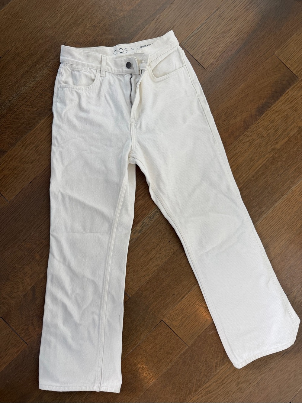 COS Off-White Cropped Kick-Flare Jeans